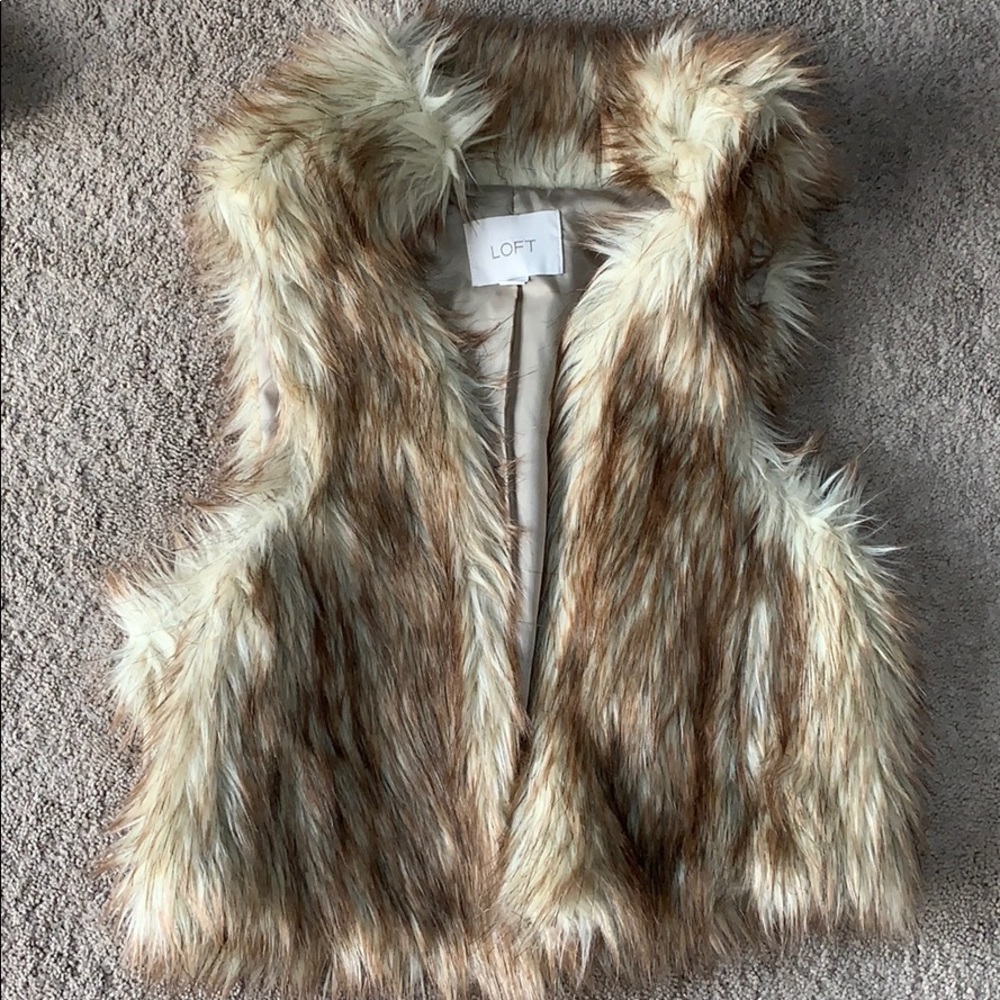 Loft brown fur vest XS/S